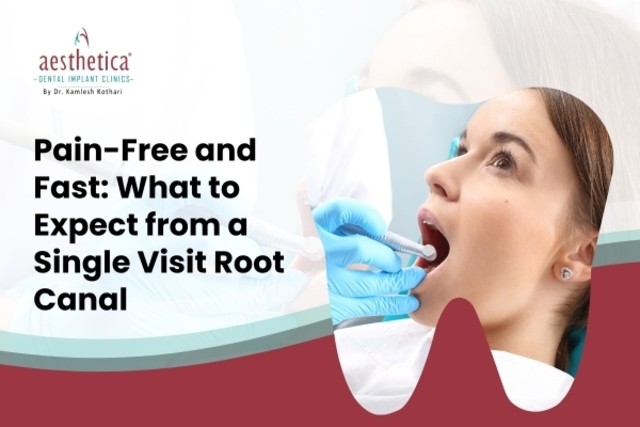 Dentist performing single visit root canal treatment